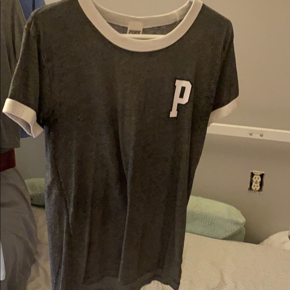 grey and white PINK tee shirt